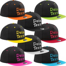 Contrast Snapback Cap 5 Panel bestickt mit Name / Text Basecap Kappe Mütze Cappy