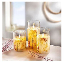 LED Echtwachskerzen Fiori Glas 3er Set Flackereffekt Dekorglas Dekoration Kerzen