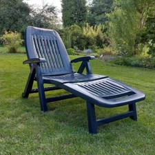 Gartenliege blau mit auflage - blau,