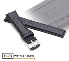 BOB ECHTES KALBLEDERUHRBAND CARBONUHRBAND FÜR FLIEGERUHR 21/18 mm Schwarze Naht