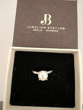 Eleganter Ring aus 14k Weißgold mit echter Perle – ca. 3 g