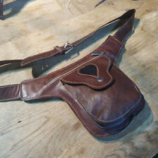 Echtleder Hüfttasche Leder Bauch-tasche Gürteltasche Brusttasche cognac Schnalle