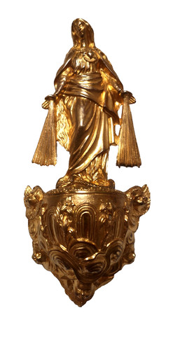 Goldener weihbrunnkessel maria - weihbrunnkessel,