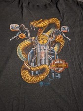 Rare Vintage 3D Emblem Shirt Fort Worth 1989 Harley Davidson Rattlesnake XL