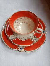 Sammetassen-Gedeck, 3-tlg., PM Moschendorf Bavaria, Elfenbein - Orangerot - Gold