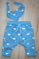 Set Newborn Baby Hose Halstuch Gr. 50/56 Blau Grün Tiere Afrikas Baumwolle