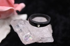 Vintage schwarzer Onyx Ring Strassstein Große 57 (18,1 mm)