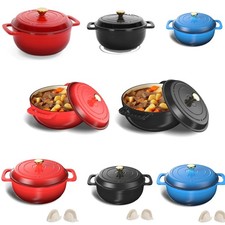 Auflaufform mit Deckel Gusseisen Schmortopf Emaille Topf rot blau schwarz