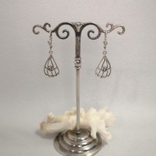 Jugendstil Perlen Ohrringe Perlenschmuck Blatt Vintage Silber 925/- antik