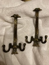 2 Garderobenhaken Kleiderhaken m. Huthaken Messing Schwarz