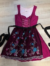 Original Steindl MINI Dirndl Gr. 34 Seide pink/magenta/beere/schwarz mit Schürze