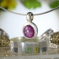 ✶Sternrubin✶ Anhänger Silber 925 Fassung Extra Qu. 21 mm 22 ct Karnataka Indien