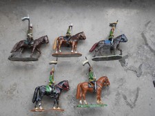 5 x Pferd u. Reiter, Zinn