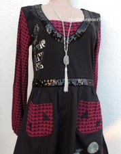 Ballonkleid  von Missing Johnny    Pailletten gr.L 40  Lagenlook Stickerei Eulen