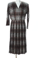 HüBNER HAUTE COUTURE Midikleid Damen Kleid Gr. DE 38 schwarz-hellgrau-braun