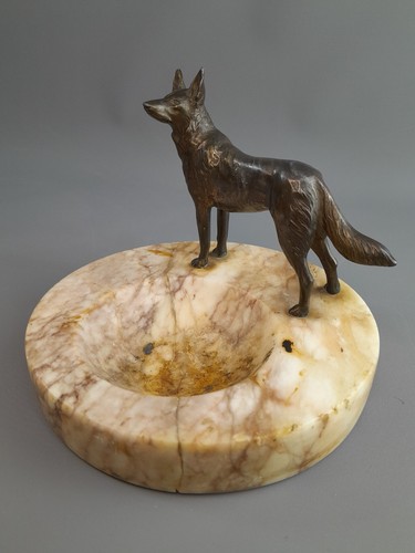 Aschenbecker marmor figur hund - aschenbecker,