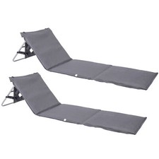 ONVAYA® Gepolsterte Strandmatte mit Tragegurt | 2x Grau | verstellbare Kopflehne