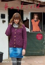 Sirdar Strick Muster - Hayfield Bonus Aran Tweed, Strickjacke Weste 8169