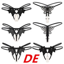 DE Damen Spitze Tanga Sexy G-String Dessous Slip Panty Spitze Höschen mit Perlen