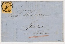 ÖSTERREICH 1855 1kr, ORANGE! DRUCKSACHE (Inhalt) PREISLISTE GÖRZ nach SPITAL.