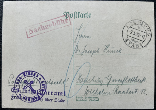 Postkarte nachgebühr 1939 - nachgebühr,