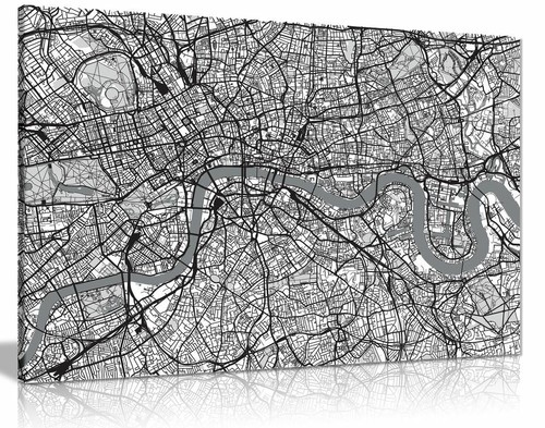 Schwarz weiß karte von london - schwarz-weiß,