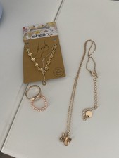 Modeschmuck Set goldfarben Halskette, Fußkette Ringe von dm Neu