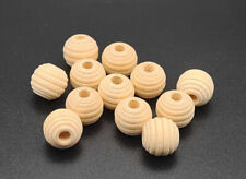 Holzperlen Bienenstock Streifen Natur Holz unfertig roh 12 mm x 11 mm