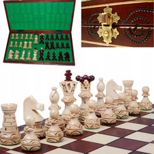 Große Schachspiel Schachset Klappbar mit Figuren aus Holz Ambassador 54x54cm