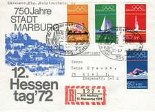 Einschreiben Marburg 12. Hessentag 1972 Sonderumschlag Olympiasatz