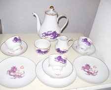 PGH Meißen Porzellan lila violett Drache Kern + 3 Gedecke selten rar
