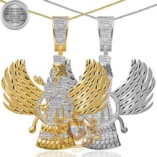 Echter Diamant 0,85 cwt. Zoroastrismus Faravahar Ahura Mazda Anhänger Charm + Kette