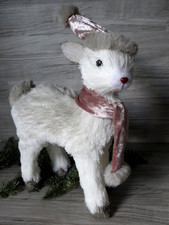 Dekofigur Rehkitz mit Schal & Mütze-Reh-ca.28 cm-weiß/rose--Dekoration-Figur *
