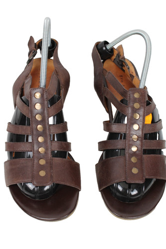 Leder sandalen braun - sandalen, 39