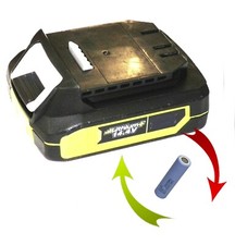 Reparatur Zellentausch für Ryobi Akku 14,4V Li 1,5 Ah RB14L15 mit 2.0 Ah 2000 mA