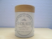 Vorratsbehälter Knoblauch Keramik weiß Holz Deckel Vorratsdose Landhausstil