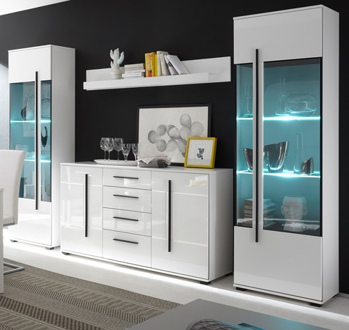 Wohnwand weiß hochglanz - wohnwand,