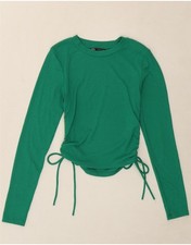 Zara Damen Langarm Bluse Oberteil UK 10 Small Grün AJ08