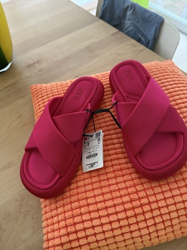 Zara pantolette satin pink - zara,