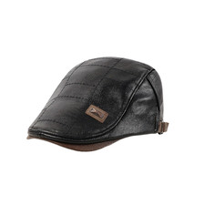 Herren Echt Leder Flatcap