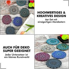 6er Set Okaei ® Design Glasuntersetzer Kork  Waschbar Glas Getränke Untersetzer