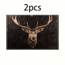 2 Tischset Platzset Hirsch Eckig Set Platzdeckchen Platzmatte Motiv Geschenk
