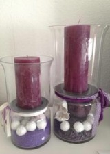 Kerzengläser Mit Kerzen Dekoriert 2Stück