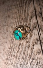 Goldring 585 14k Gelbgold Türkis Antik