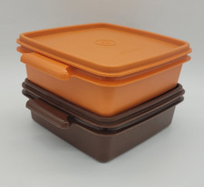2er Set Tupperware "Picknick" Stapel Snack Box (1362-29 & 1362-30) braun/orange