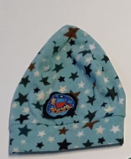 Beanie-Mütze Fleece blau Sterne Gr. 3-5 Jahre 104-128 Unisex handmade
