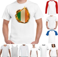 Irland T-Shirt Herren Rugby Fußball Flag Flammen Irisch Tricolor st Patricks Day
