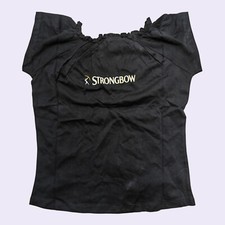 Vintage Strongbow Damen T-Shirt M Schwarz Bardot Off-Shoulder