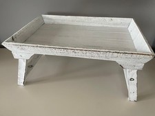 Noor Living Beistelltisch Tablett weiß 40x26x20 cm Holz Vintage Look rustikal