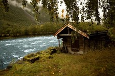 Norwegen Holzhütte Foto PRINT